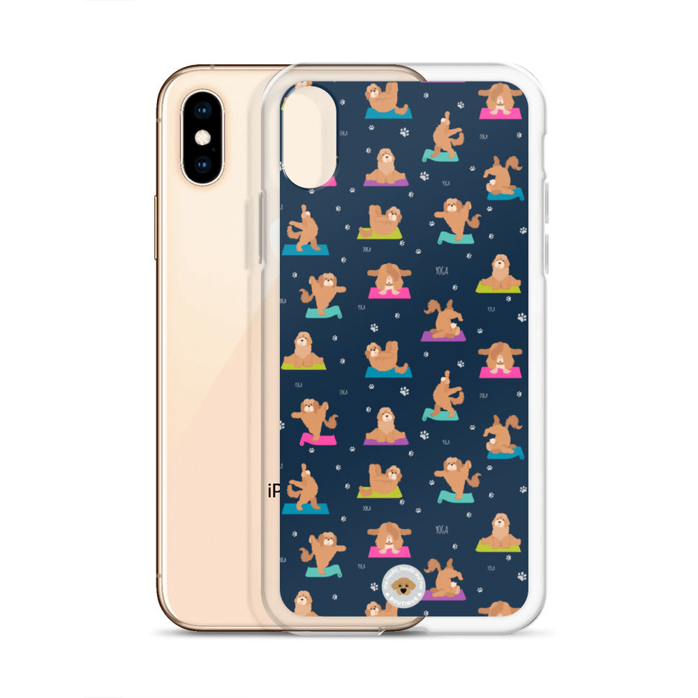 "Yoga Poos" Clear Case for iPhone® - multi-coloured on navy