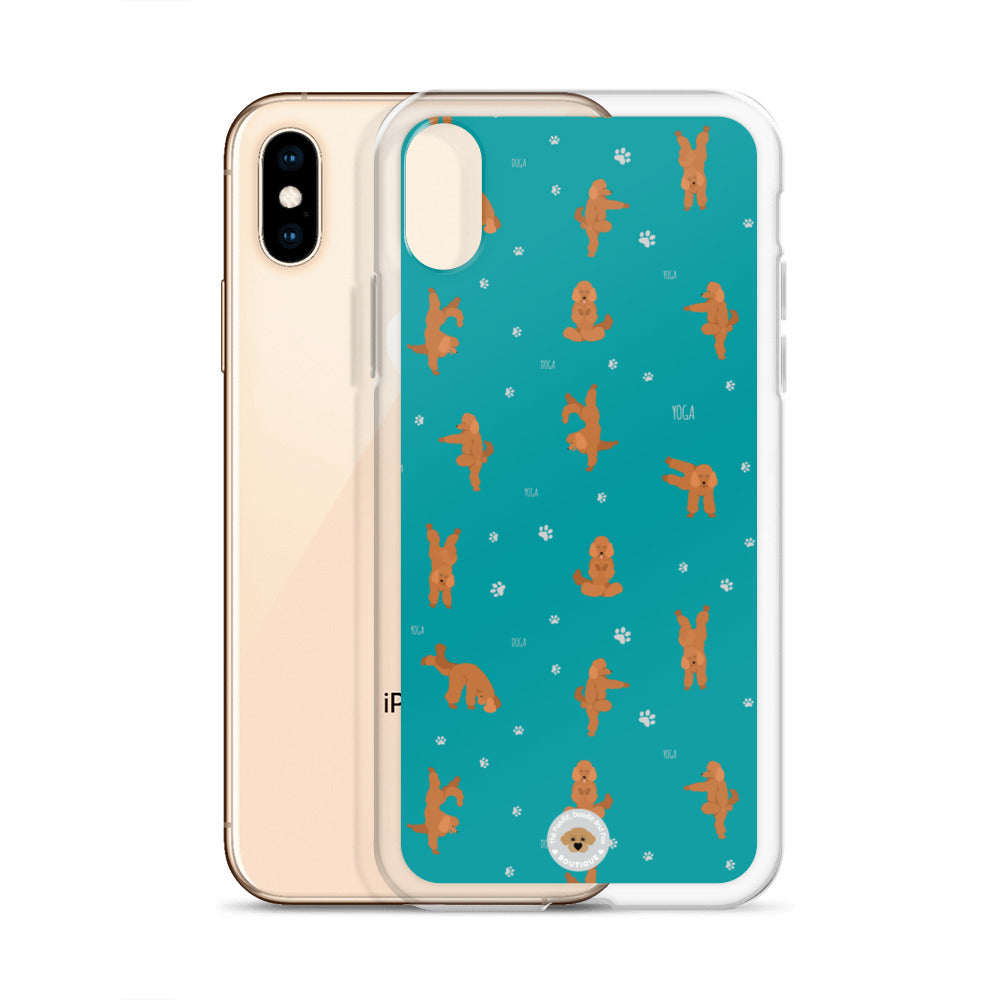 "Yoga Poodles" Clear Case for iPhone® - teal