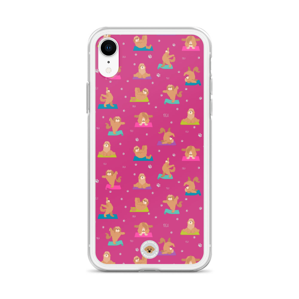 "Yoga Poos" Clear Case for iPhone® - multicoloured on pink