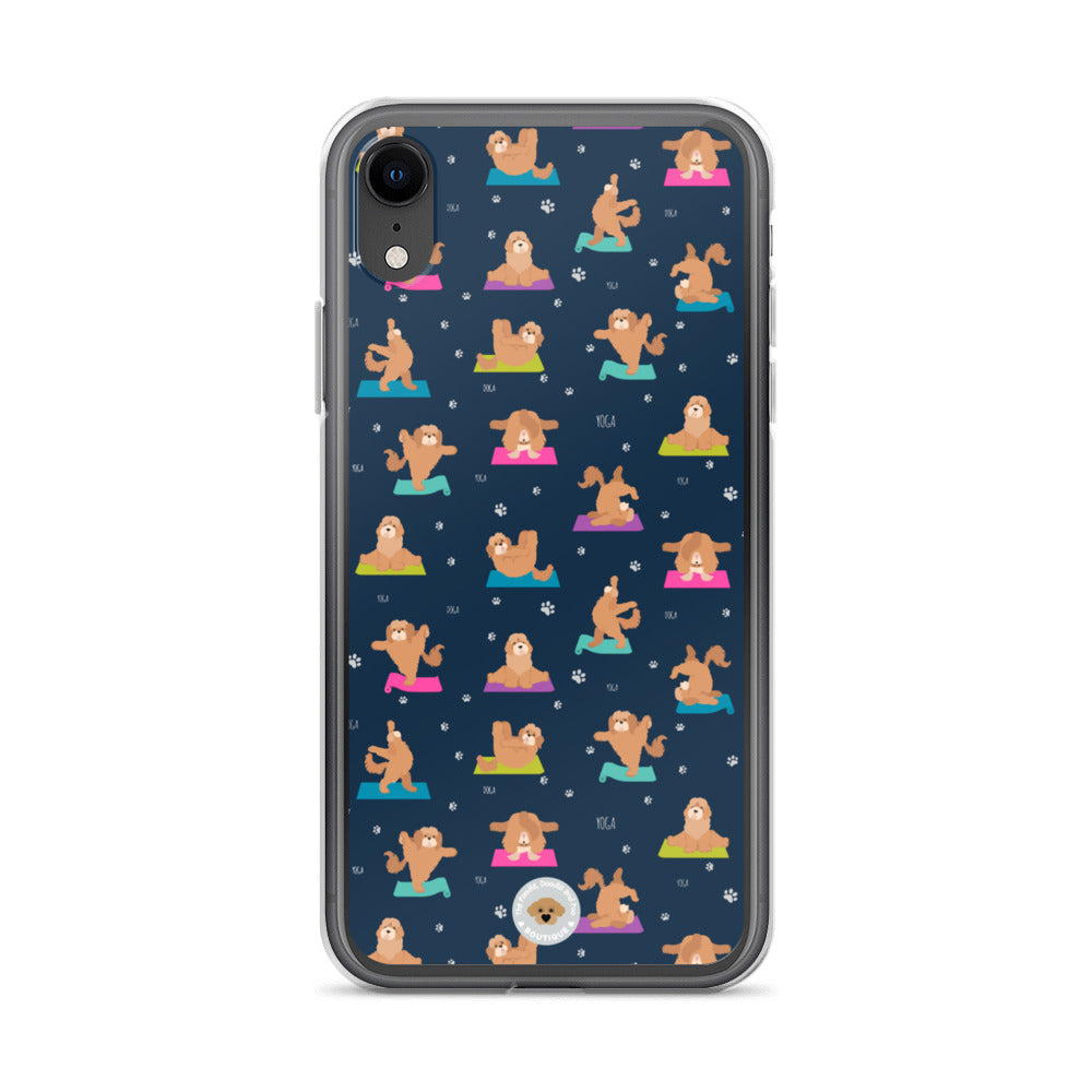 "Yoga Poos" Clear Case for iPhone® - multi-coloured on navy