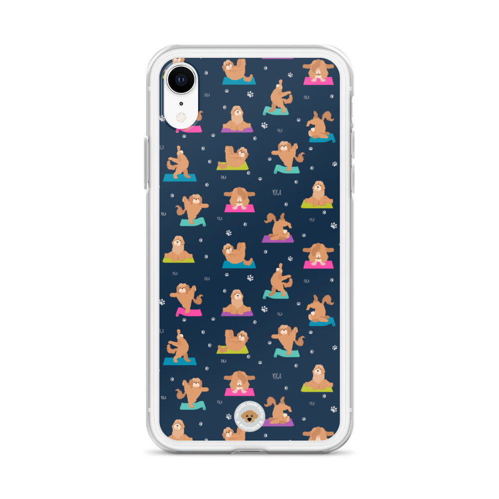 "Yoga Poos" Clear Case for iPhone® - multi-coloured on navy