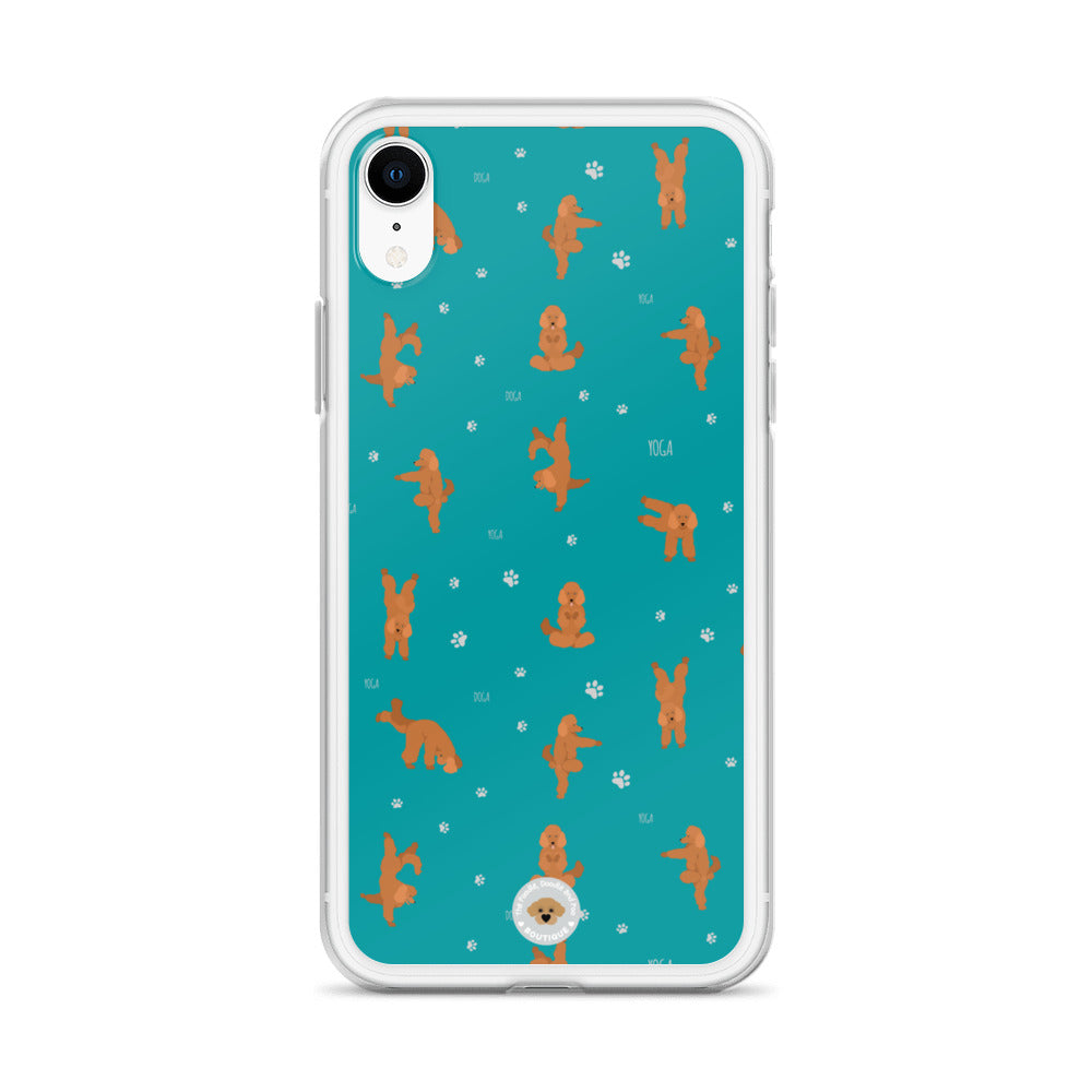 "Yoga Poodles" Clear Case for iPhone® - teal