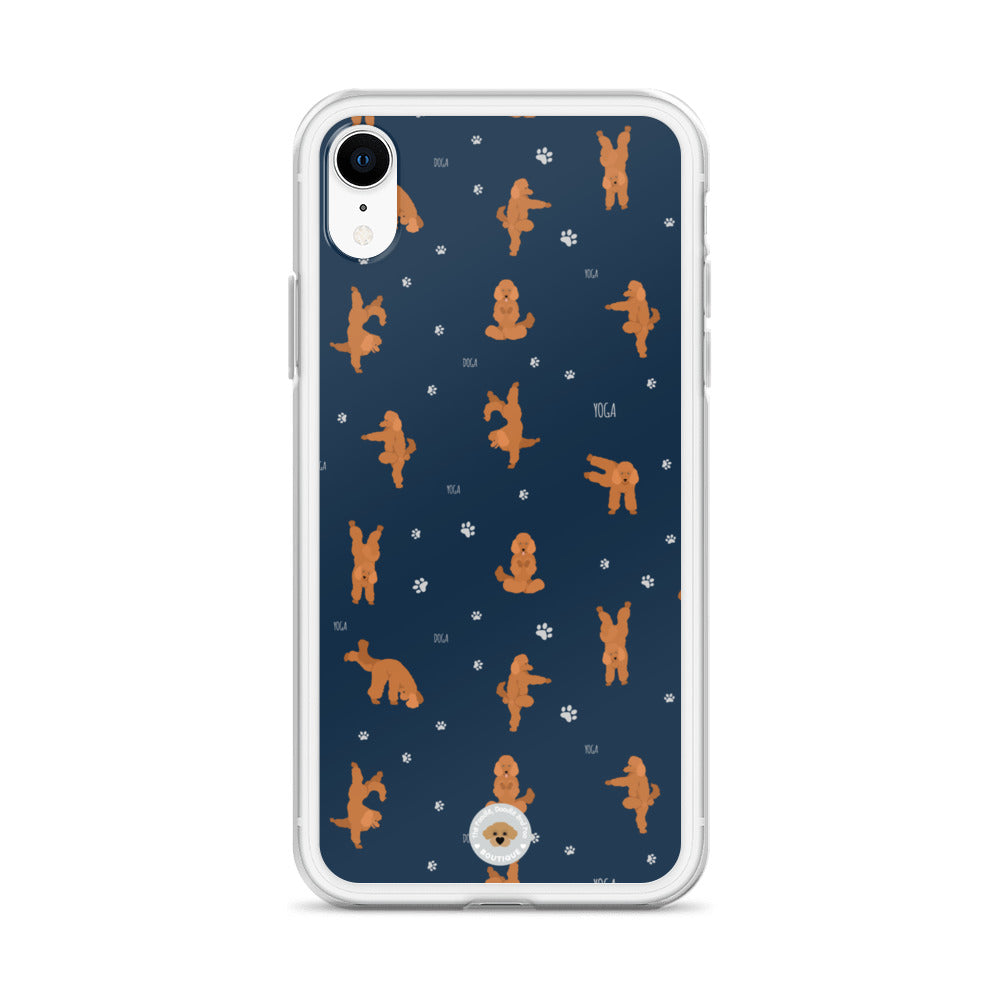 "Yoga Poodles" Clear Case for iPhone® - navy