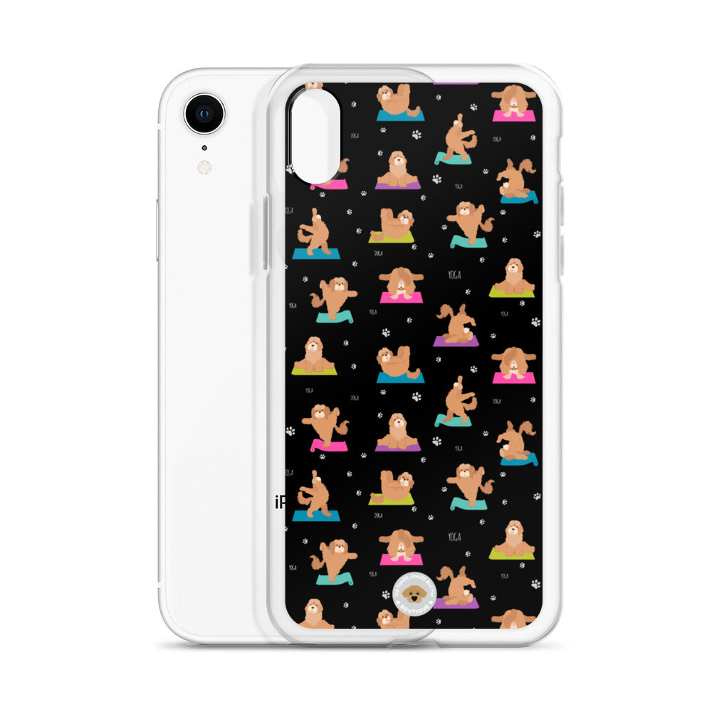 "Yoga Poos" Clear Case for iPhone® - mutli-coloured on black