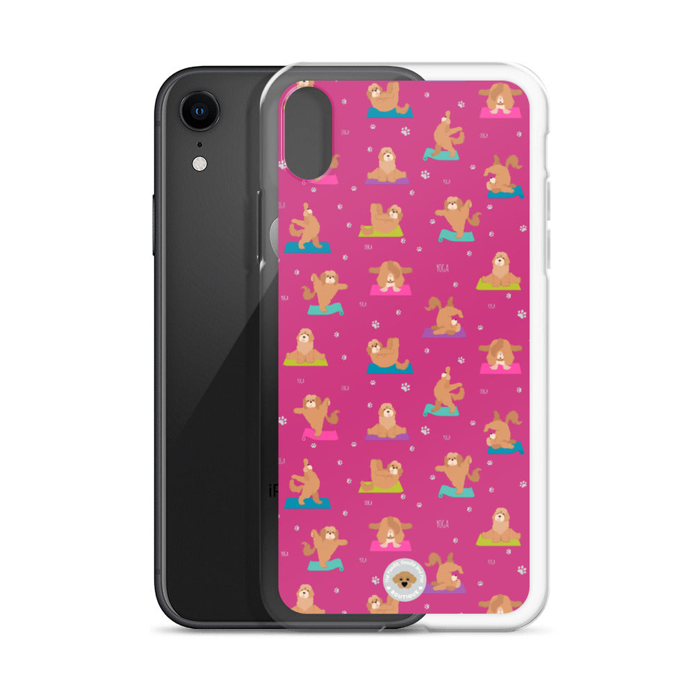 "Yoga Poos" Clear Case for iPhone® - multicoloured on pink