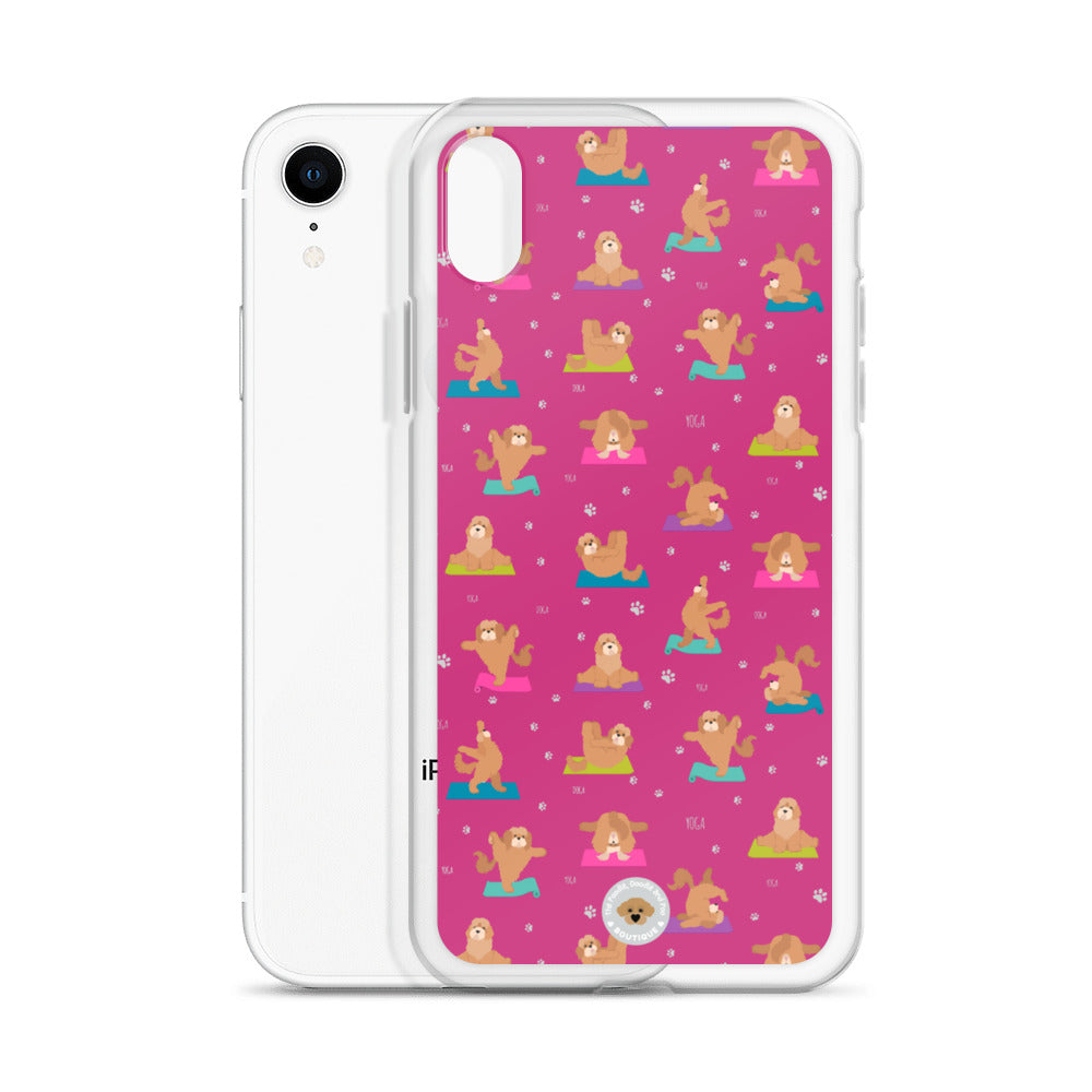 "Yoga Poos" Clear Case for iPhone® - multicoloured on pink