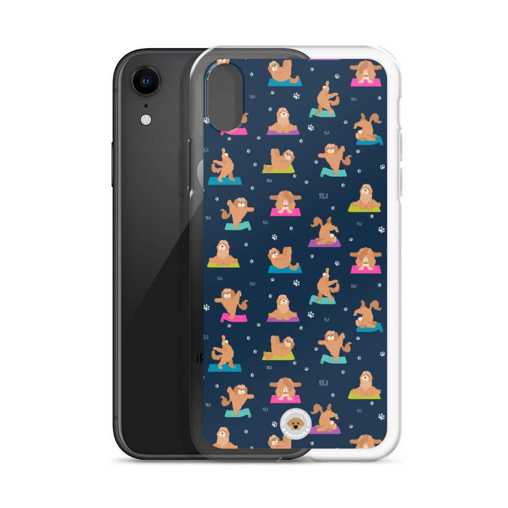 "Yoga Poos" Clear Case for iPhone® - multi-coloured on navy