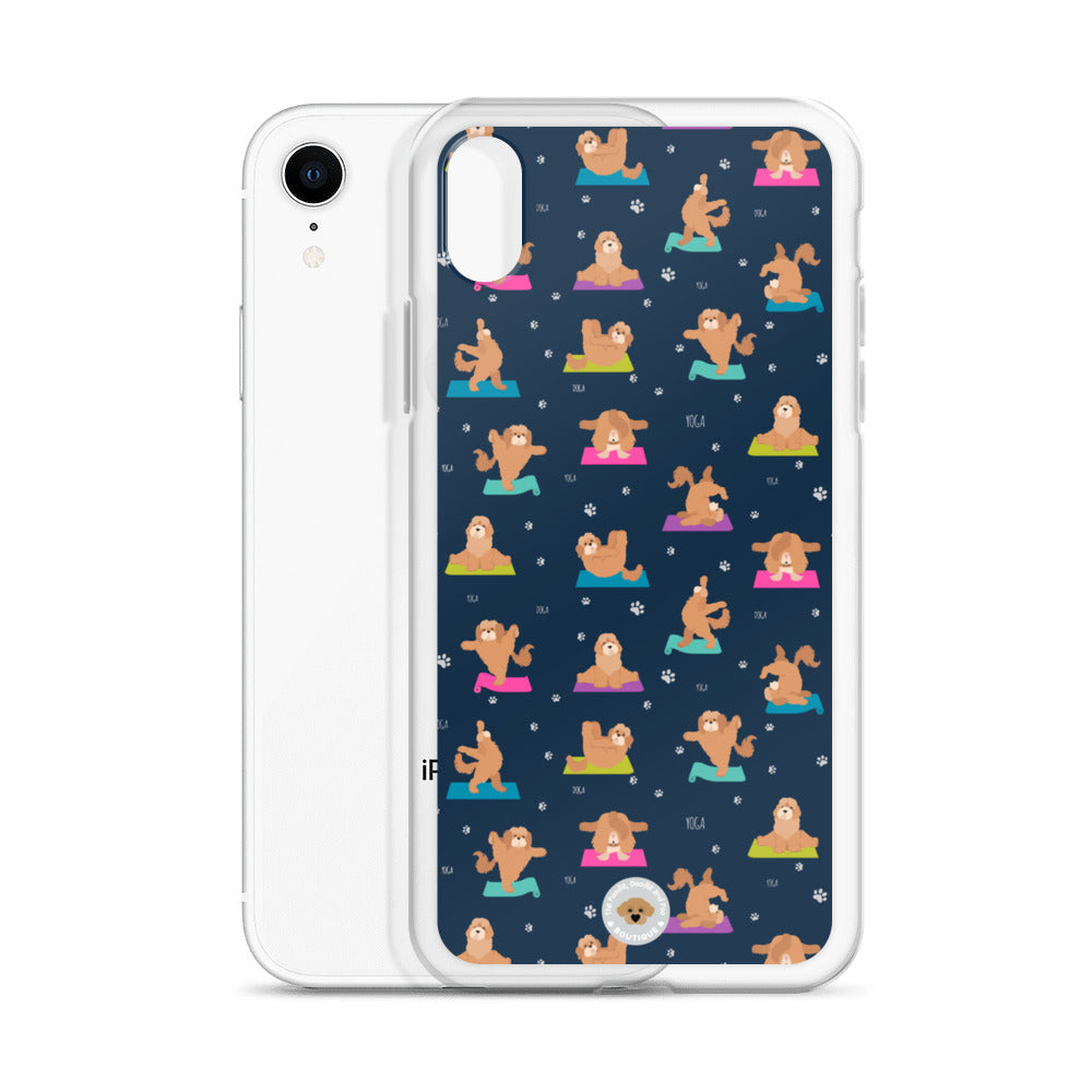 "Yoga Poos" Clear Case for iPhone® - multi-coloured on navy