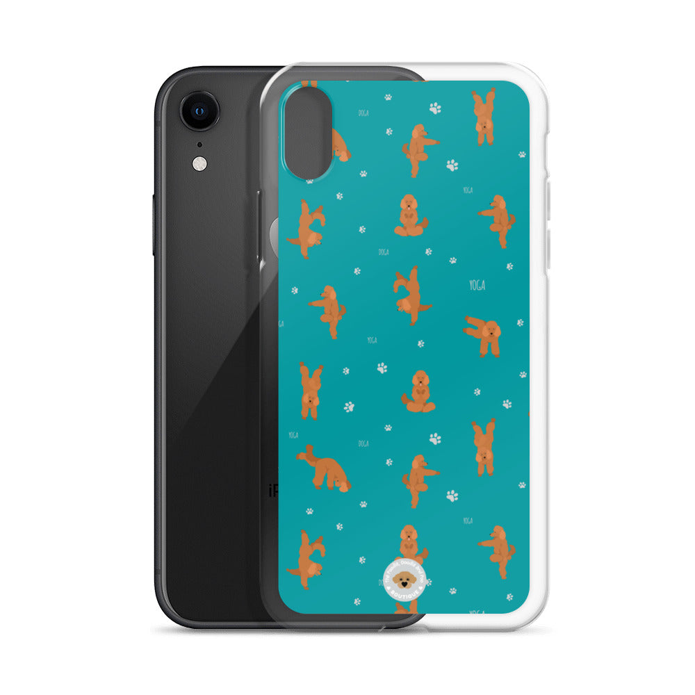 "Yoga Poodles" Clear Case for iPhone® - teal