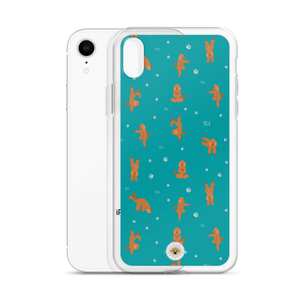 "Yoga Poodles" Clear Case for iPhone® - teal