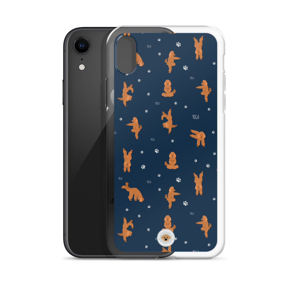 "Yoga Poodles" Clear Case for iPhone® - navy