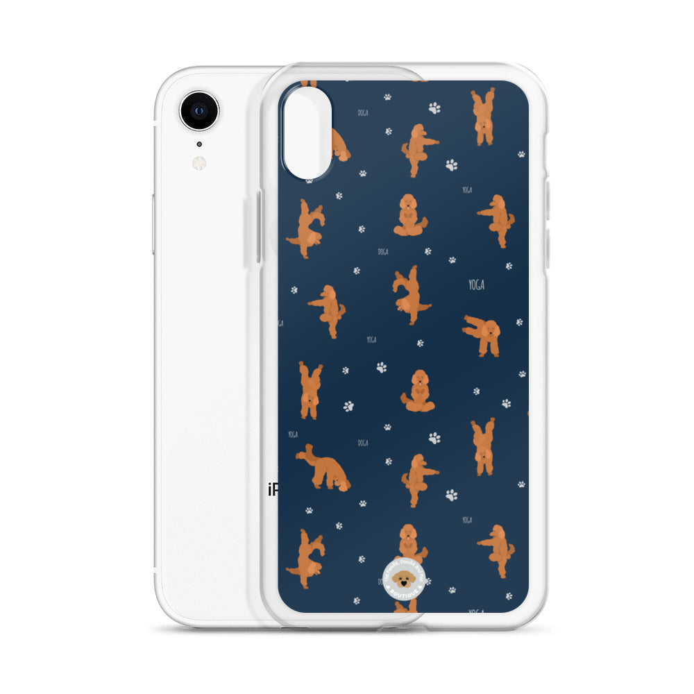 "Yoga Poodles" Clear Case for iPhone® - navy