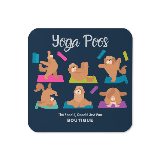 "Yoga Poos" Cork-back coaster - navy