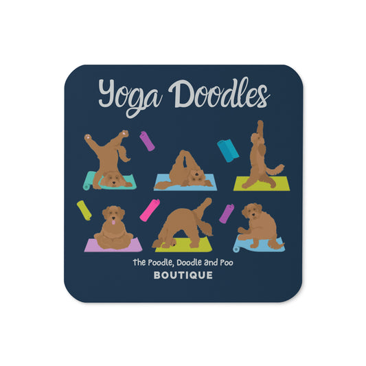 "Yoga Doodles" Cork-back coaster - black