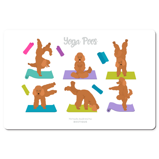 "Yoga Poodles" desk pad - white