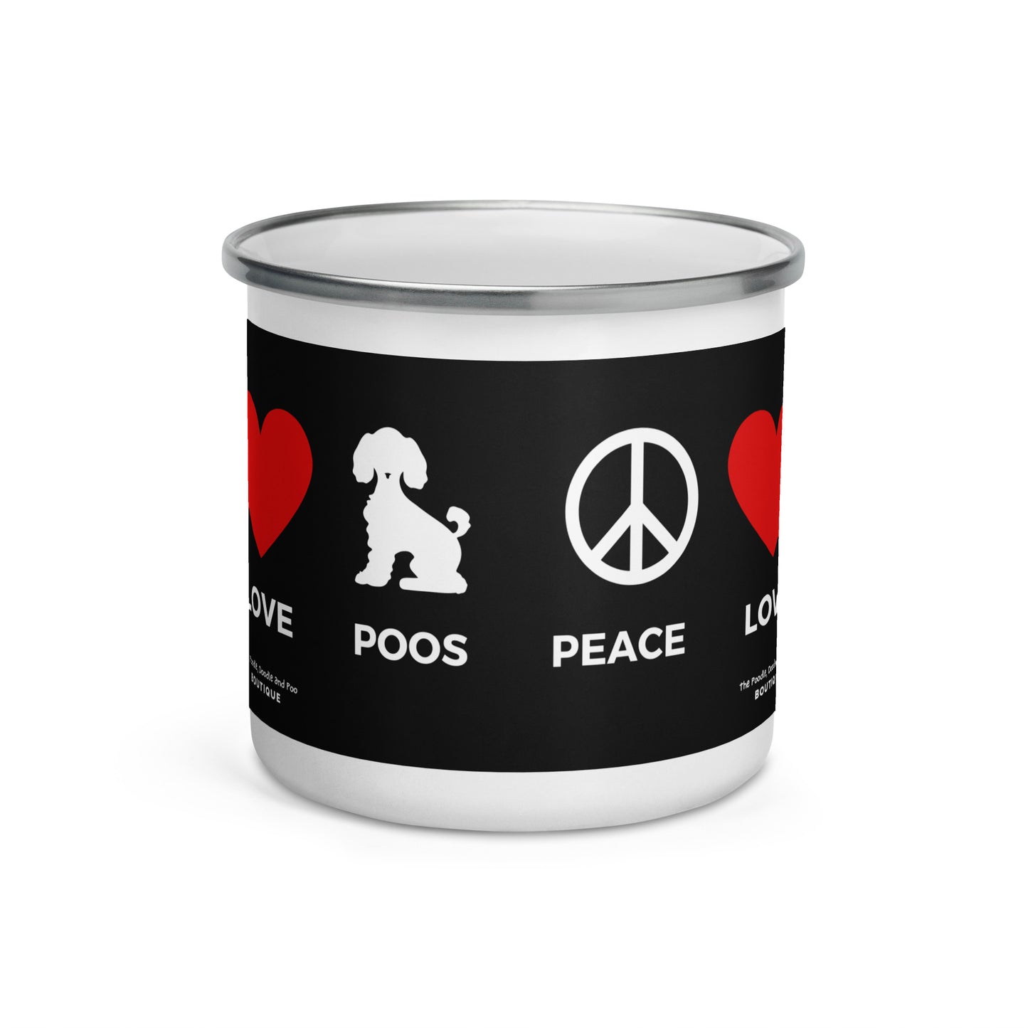 "Peace, Love, Poos" Enamel Mug