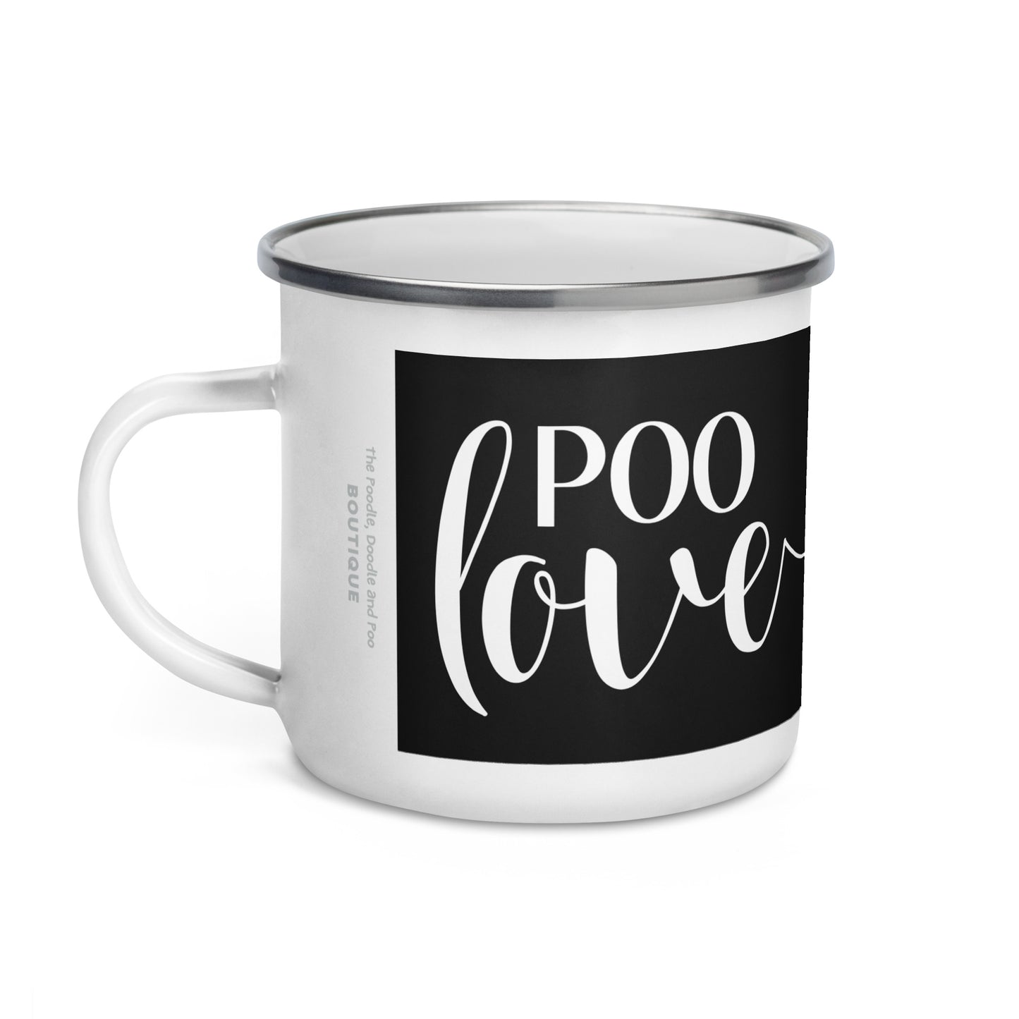 "Poo Love" Enamel Mug - black