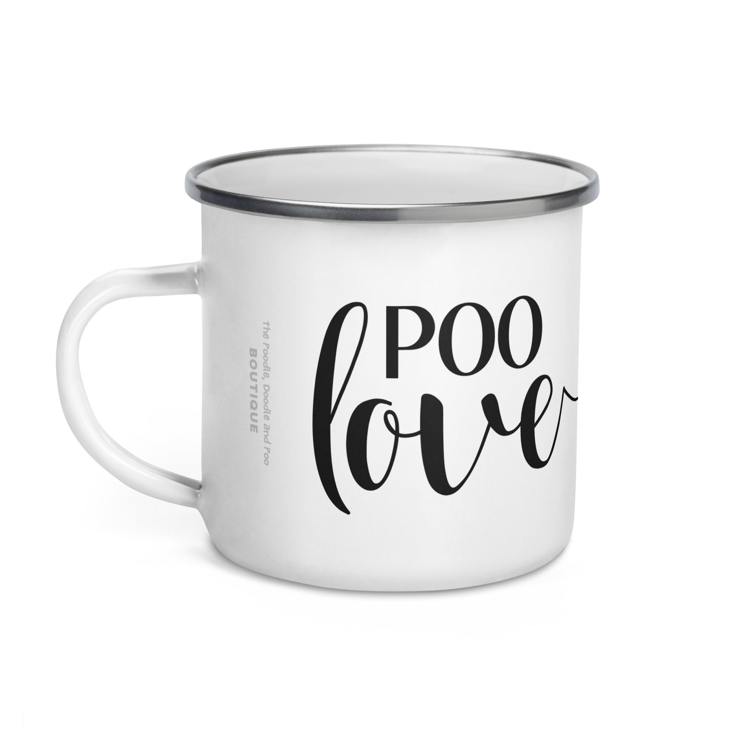 "Poo Love" Enamel Mug - white