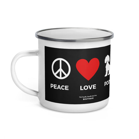 "Peace, Love, Poos" Enamel Mug