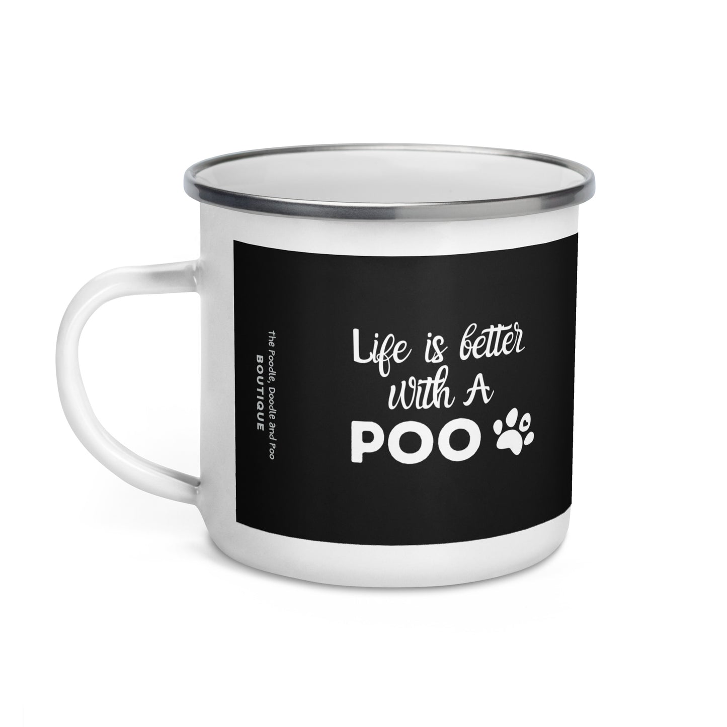 "Poo Love 2" Enamel Mug - black