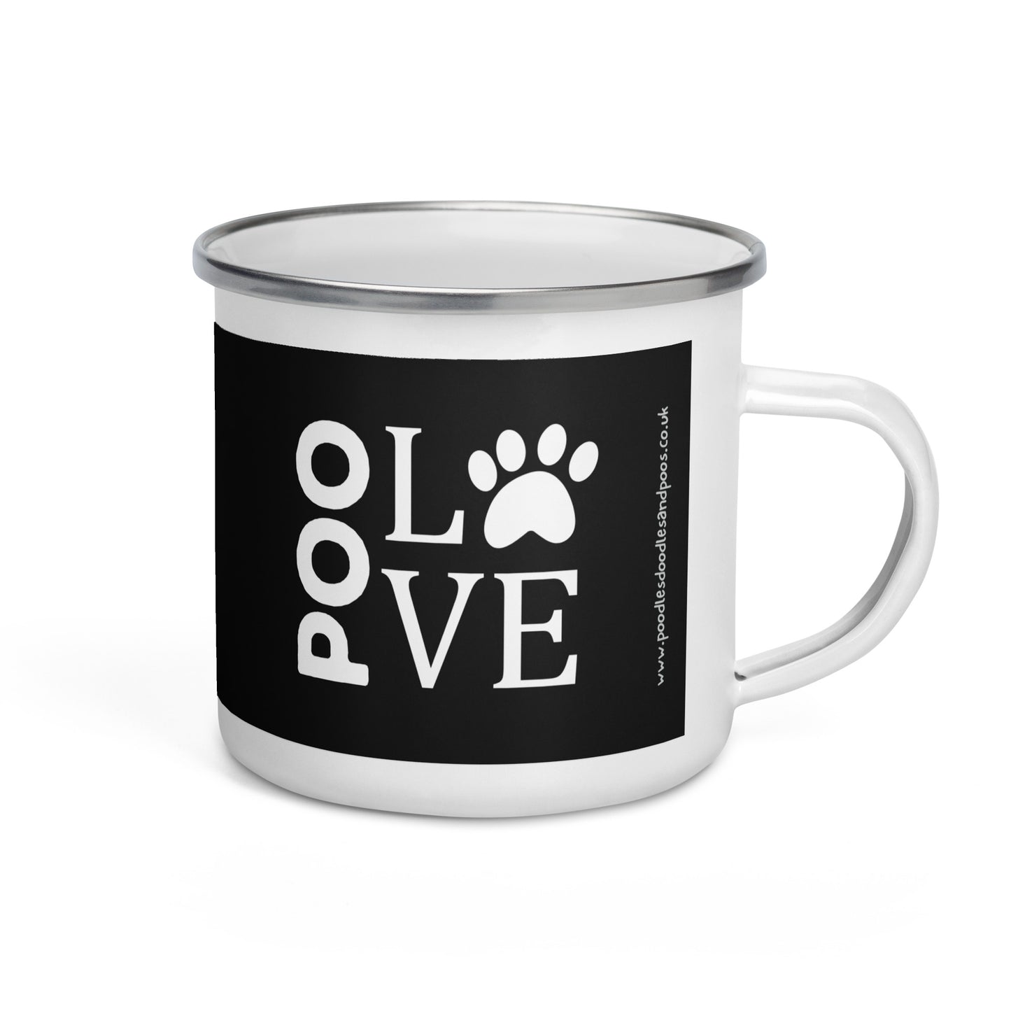 "Poo Love 2" Enamel Mug - black