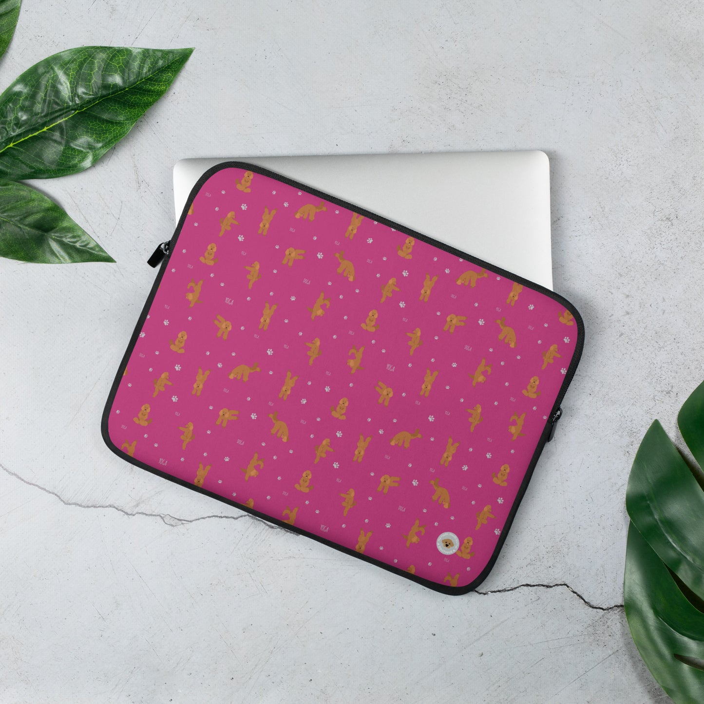 "Yoga Poodle" Laptop Sleeve - pink