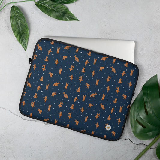 "Yoga Poodle" Laptop Sleeve - navy