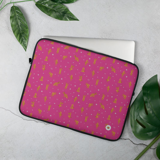 "Yoga Poodle" Laptop Sleeve - pink