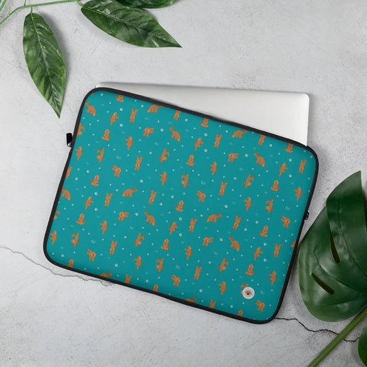 "Yoga Poodle" Laptop Sleeve - teal