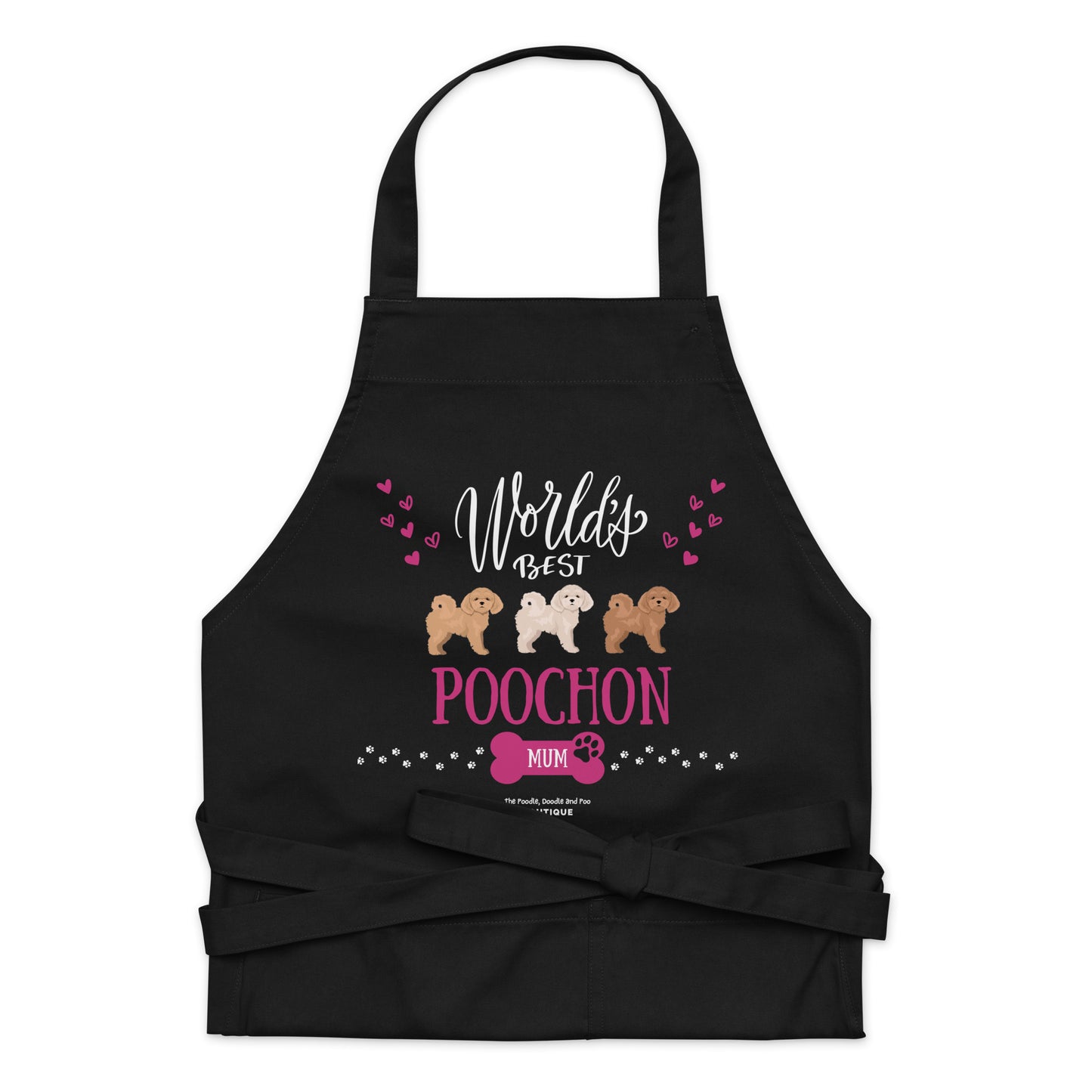 "World's Best Poochon Mum" Organic cotton apron