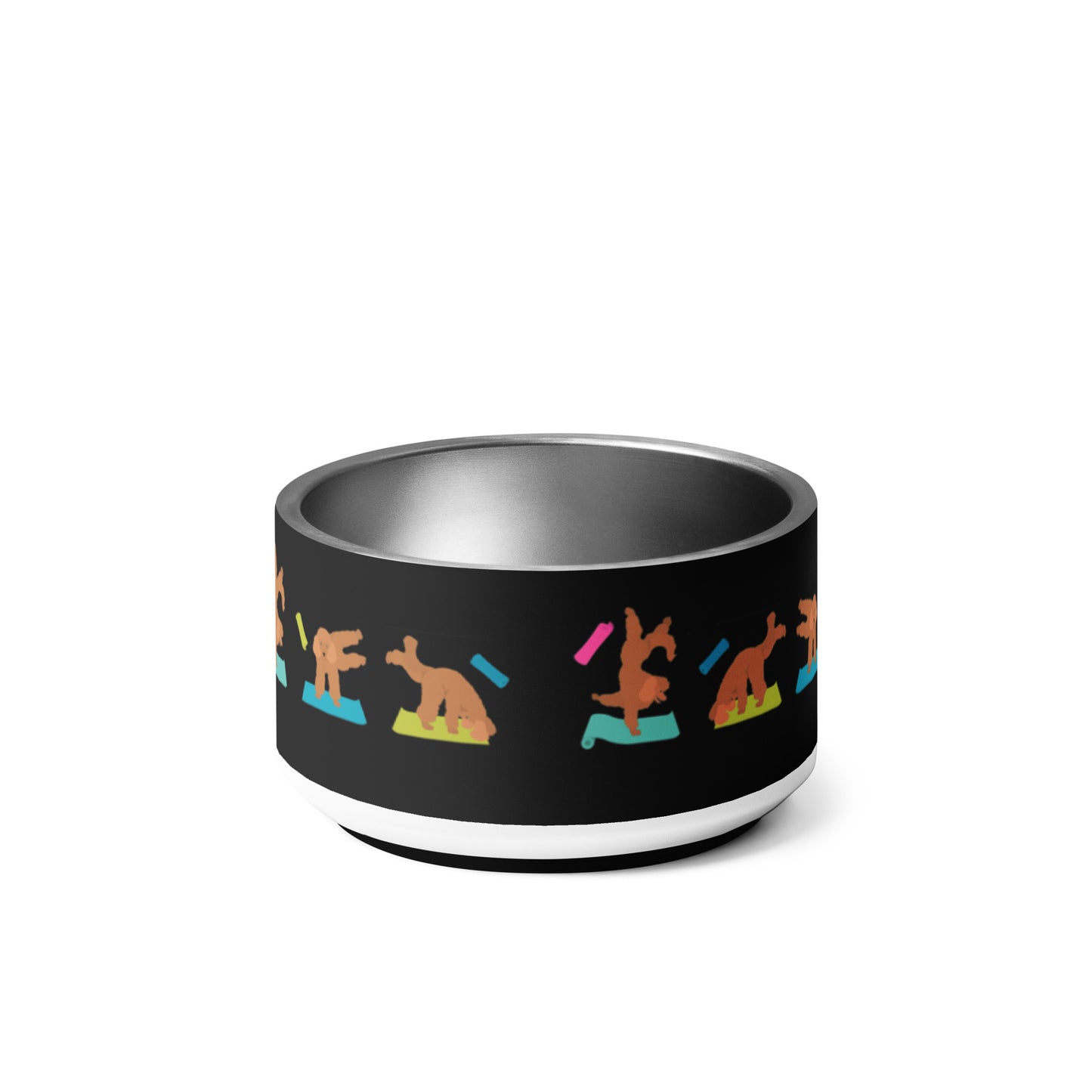 "Yoga Poodles" small pet bowl - black