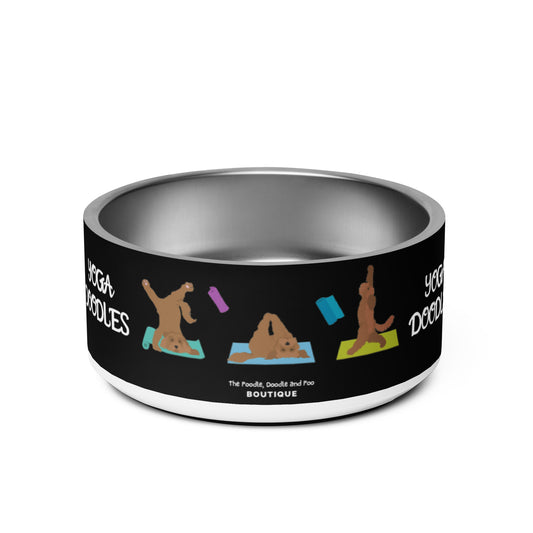 "Yoga Doodles" large pet bowl - black