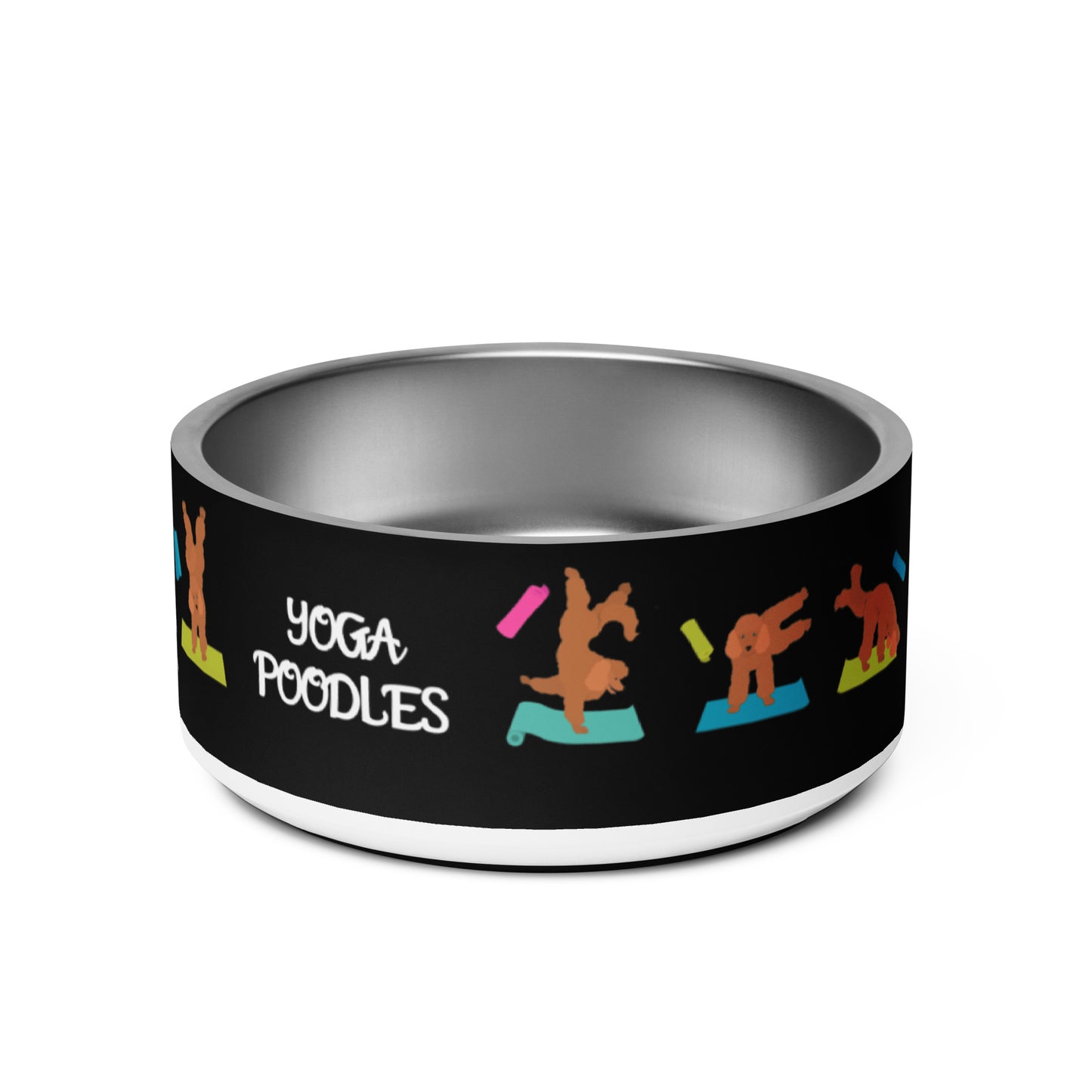 "Yoga Poodles" large pet bowl - black