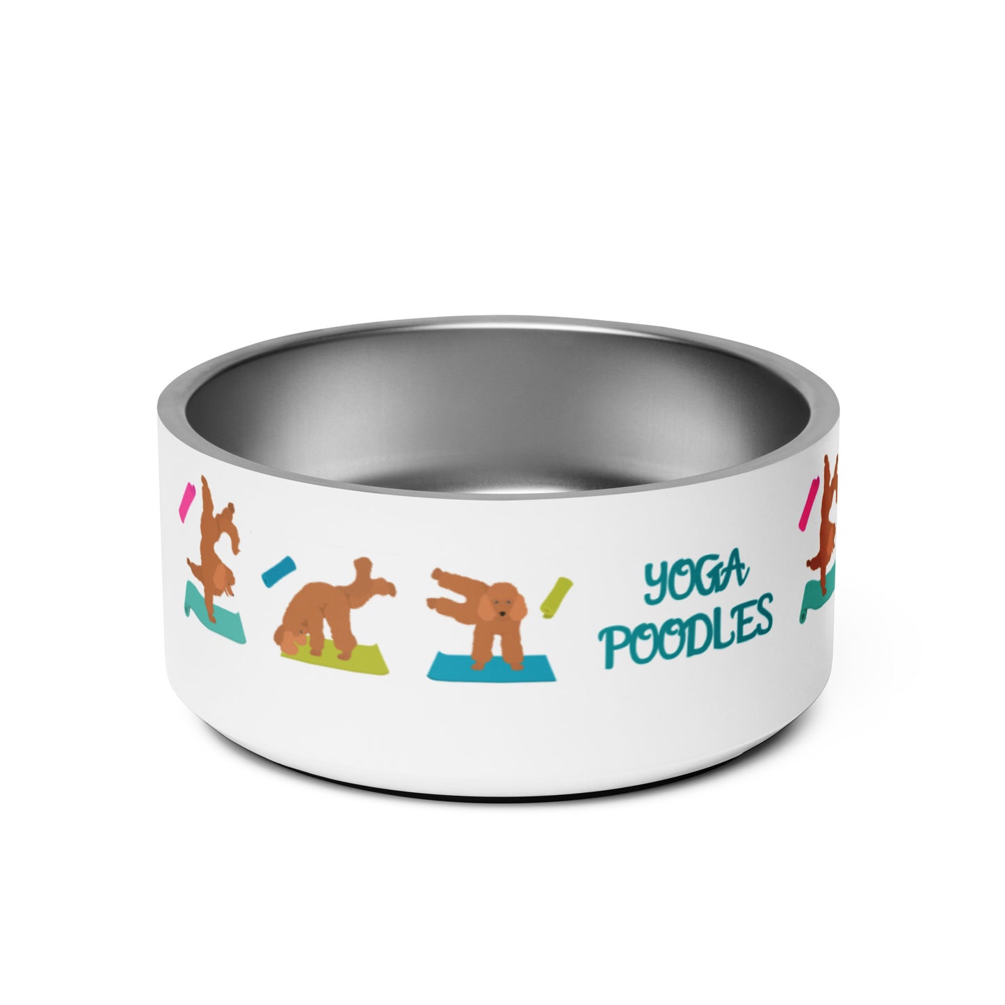 "Yoga Poodles" large pet bowl