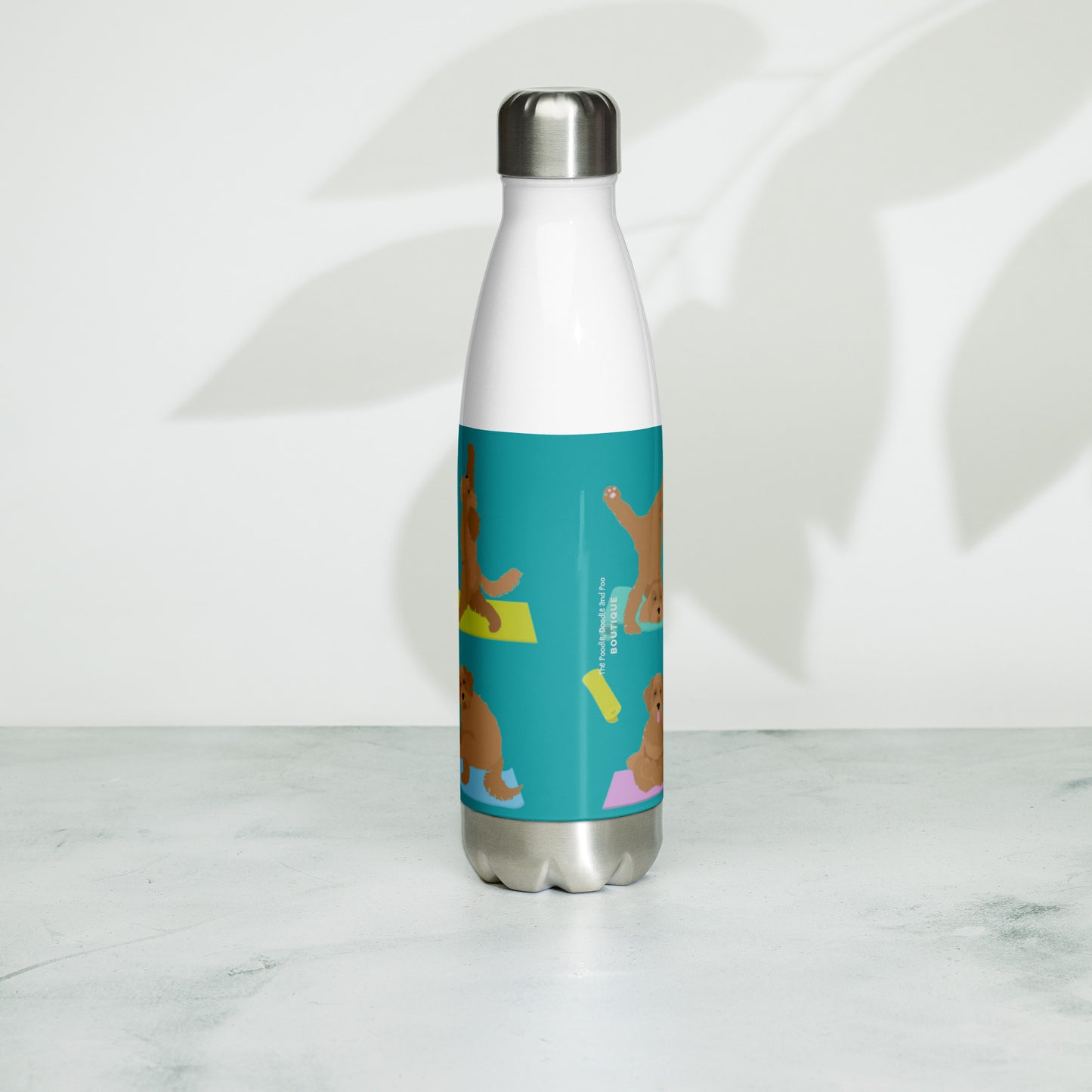 "Yoga Doodles" Stainless steel water bottle - teal