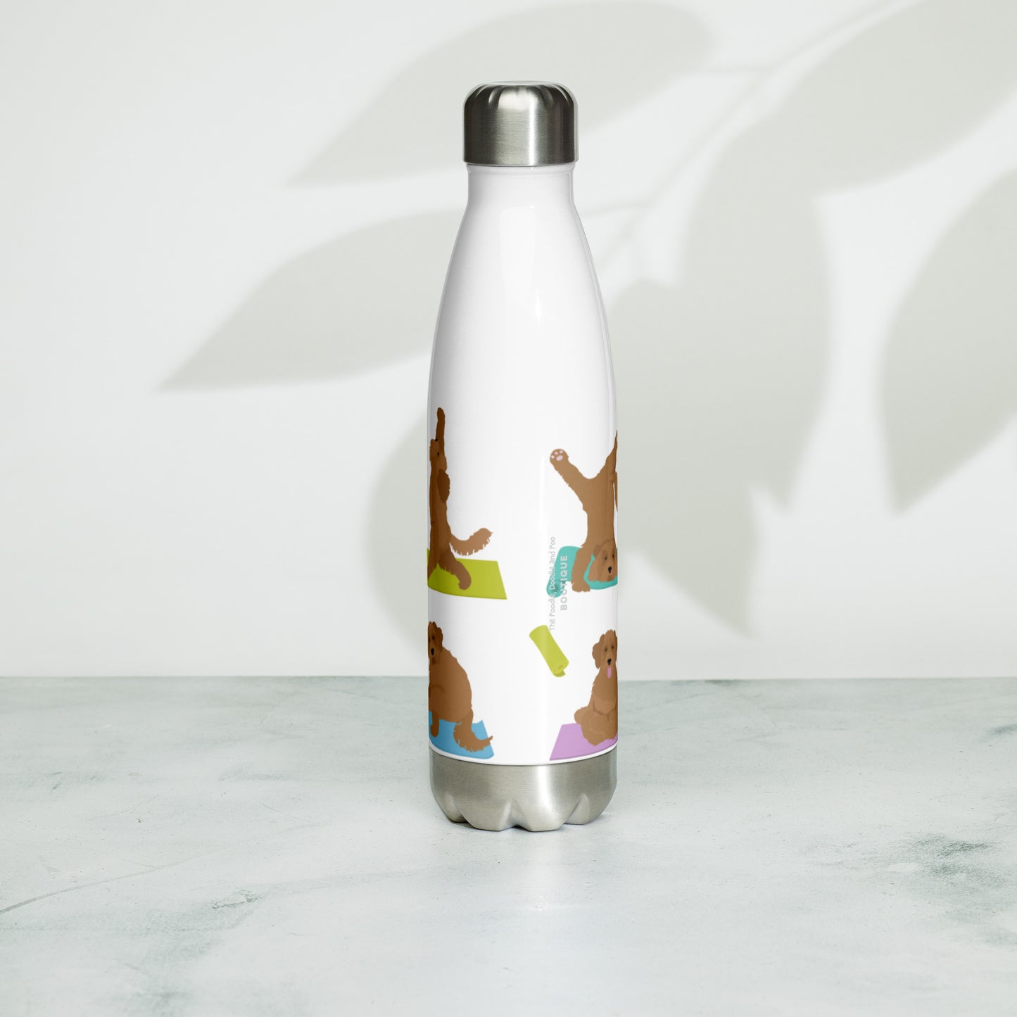 "Yoga Doodles" Stainless steel water bottle - white