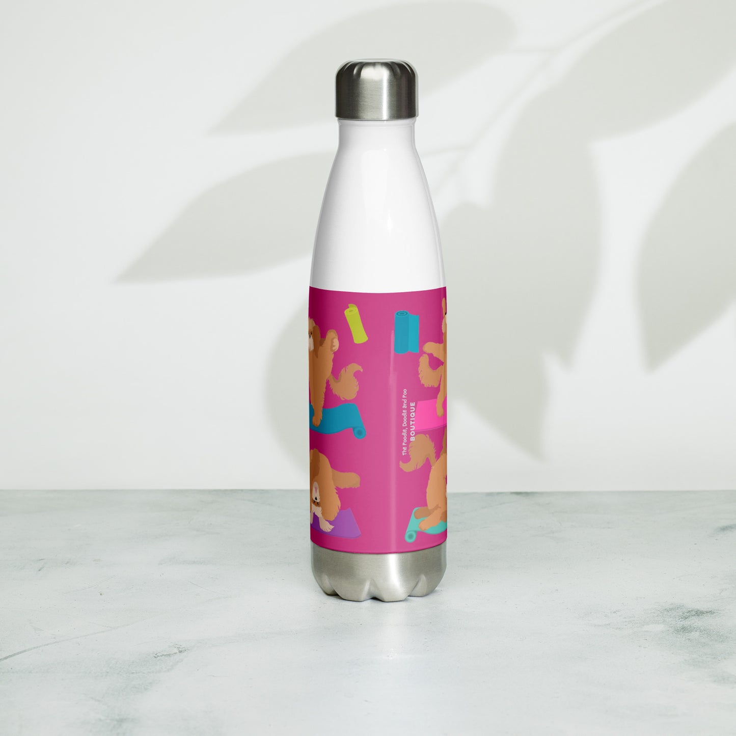 "Yoga Poos" Stainless steel water bottle - pink