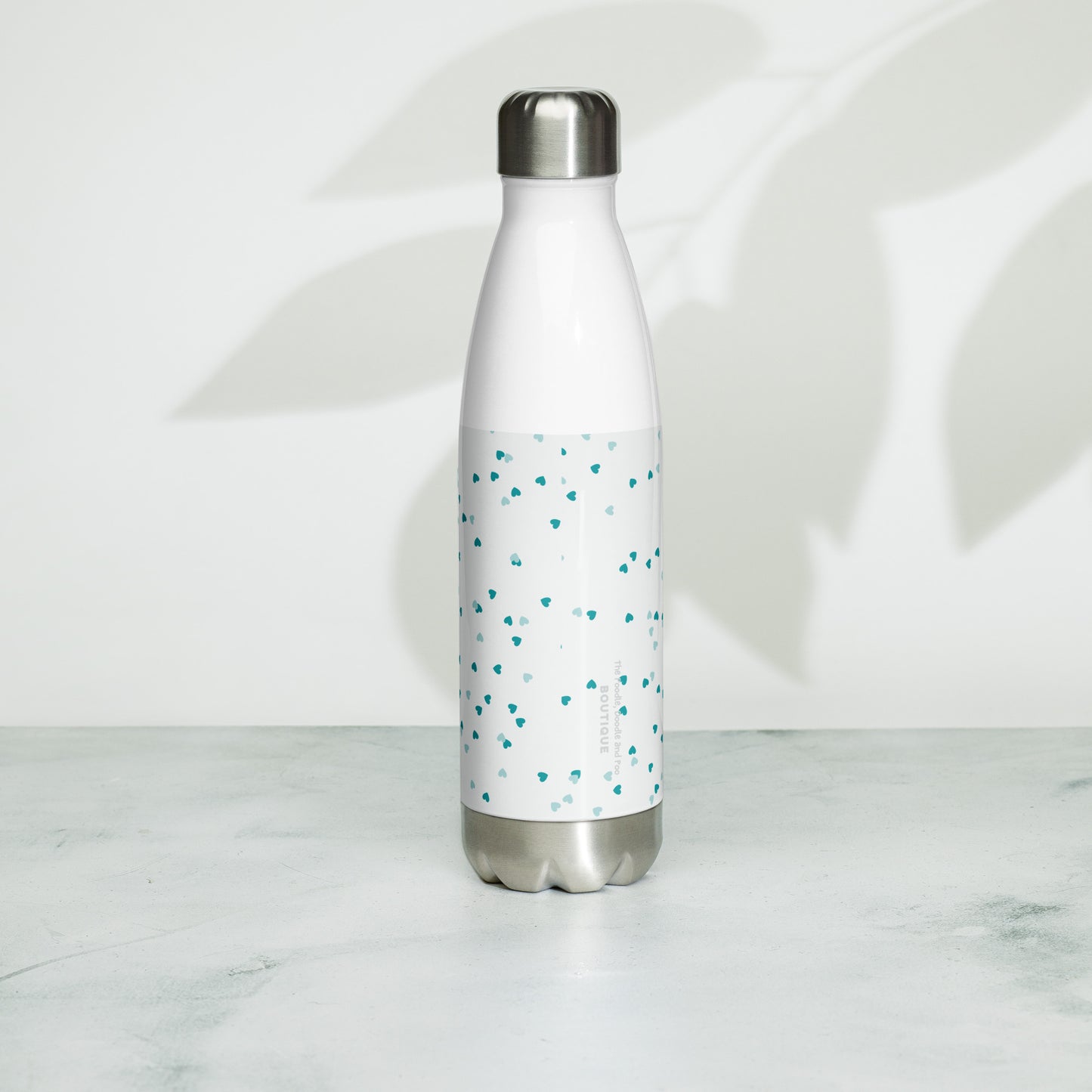 "Love" Stainless steel water bottle - light / white Poochon