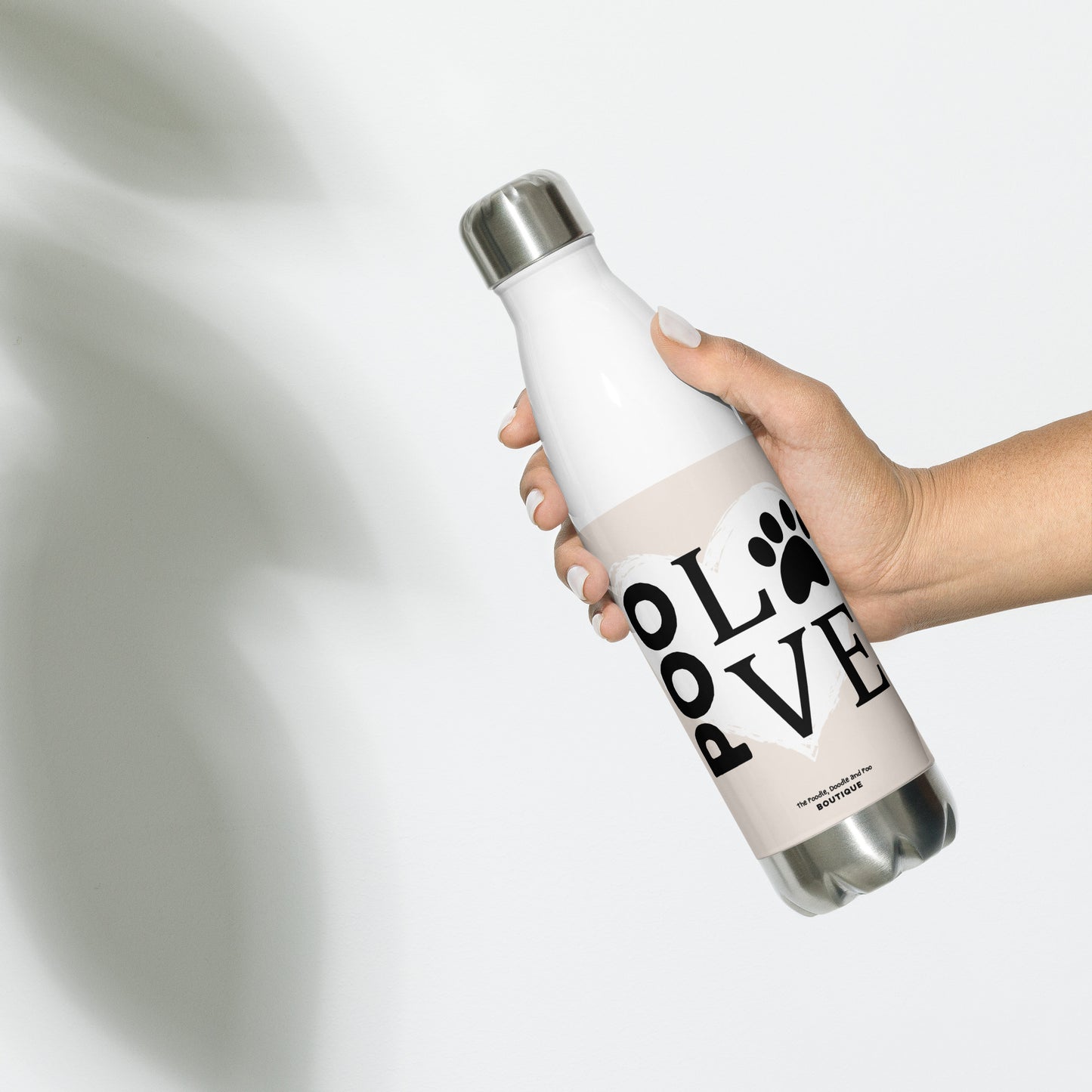 "Poo Love " Stainless steel water bottle - light beige