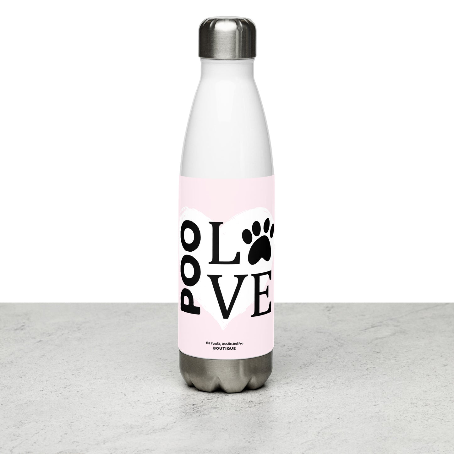 "Poo Love 2" Stainless steel water bottle - light pink