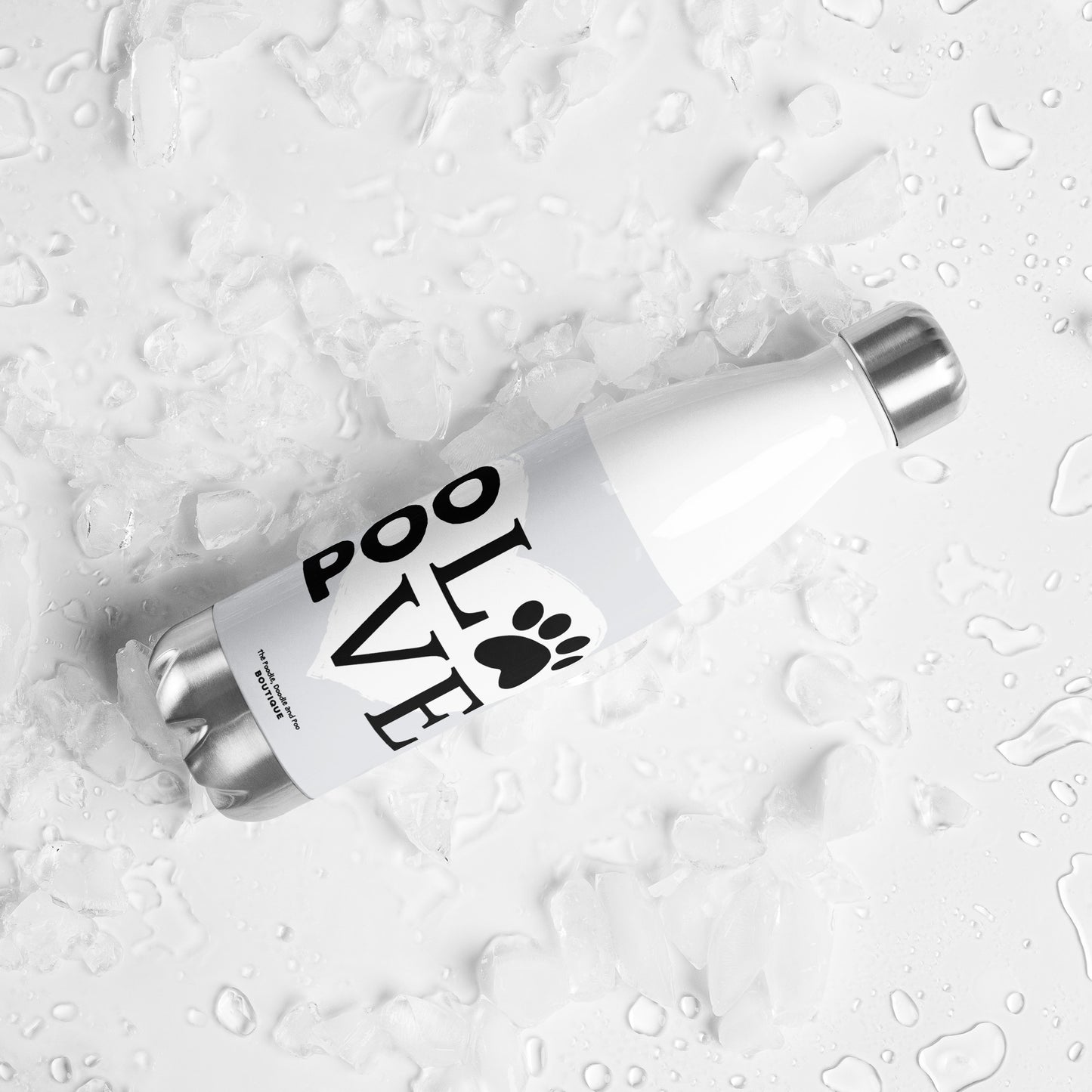 "Poo Love 2" Stainless steel water bottle - light grey