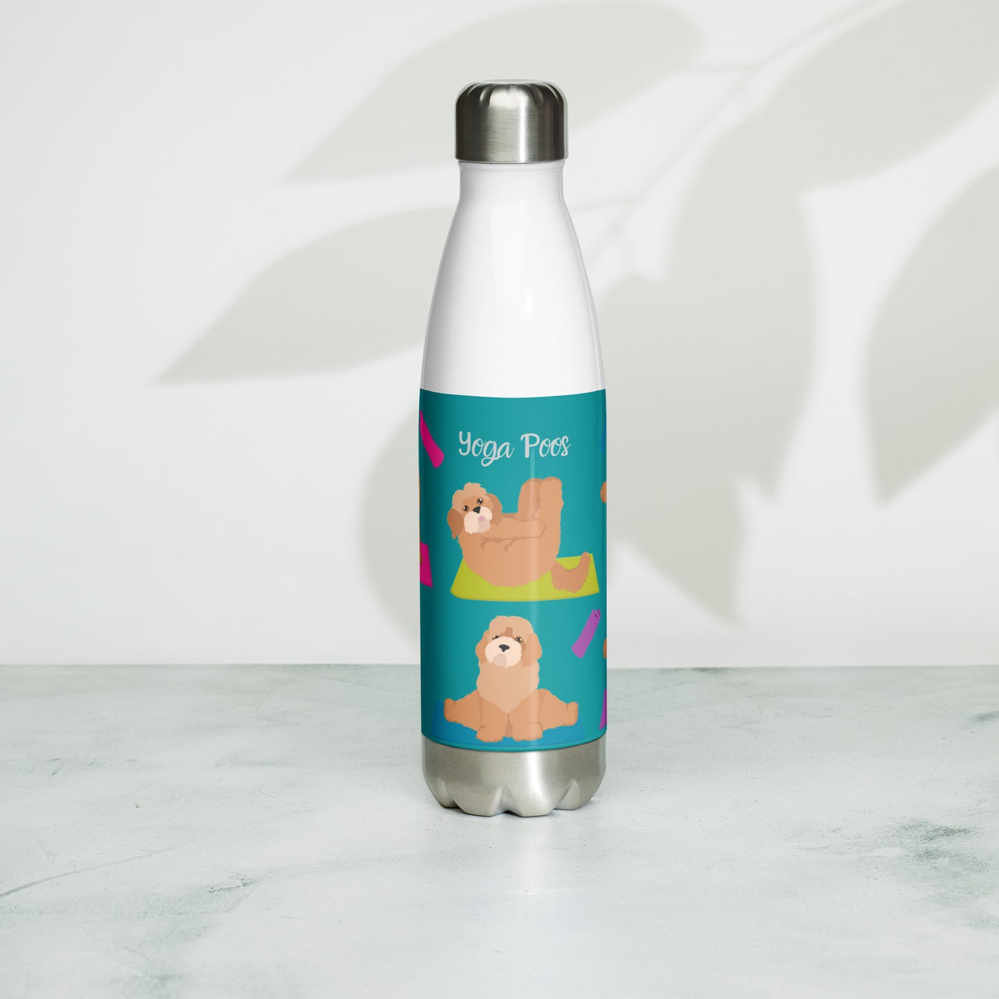 "Yoga Poos" Stainless steel water bottle - teal