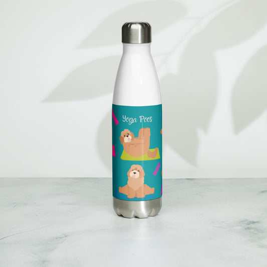 "Yoga Poos" Stainless steel water bottle - teal