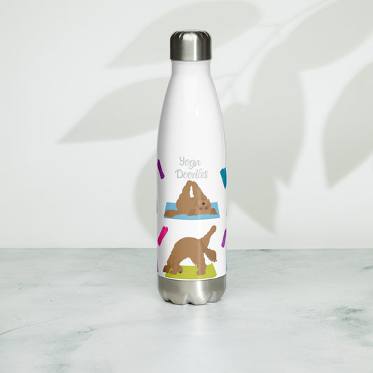 "Yoga Doodles" Stainless steel water bottle - white