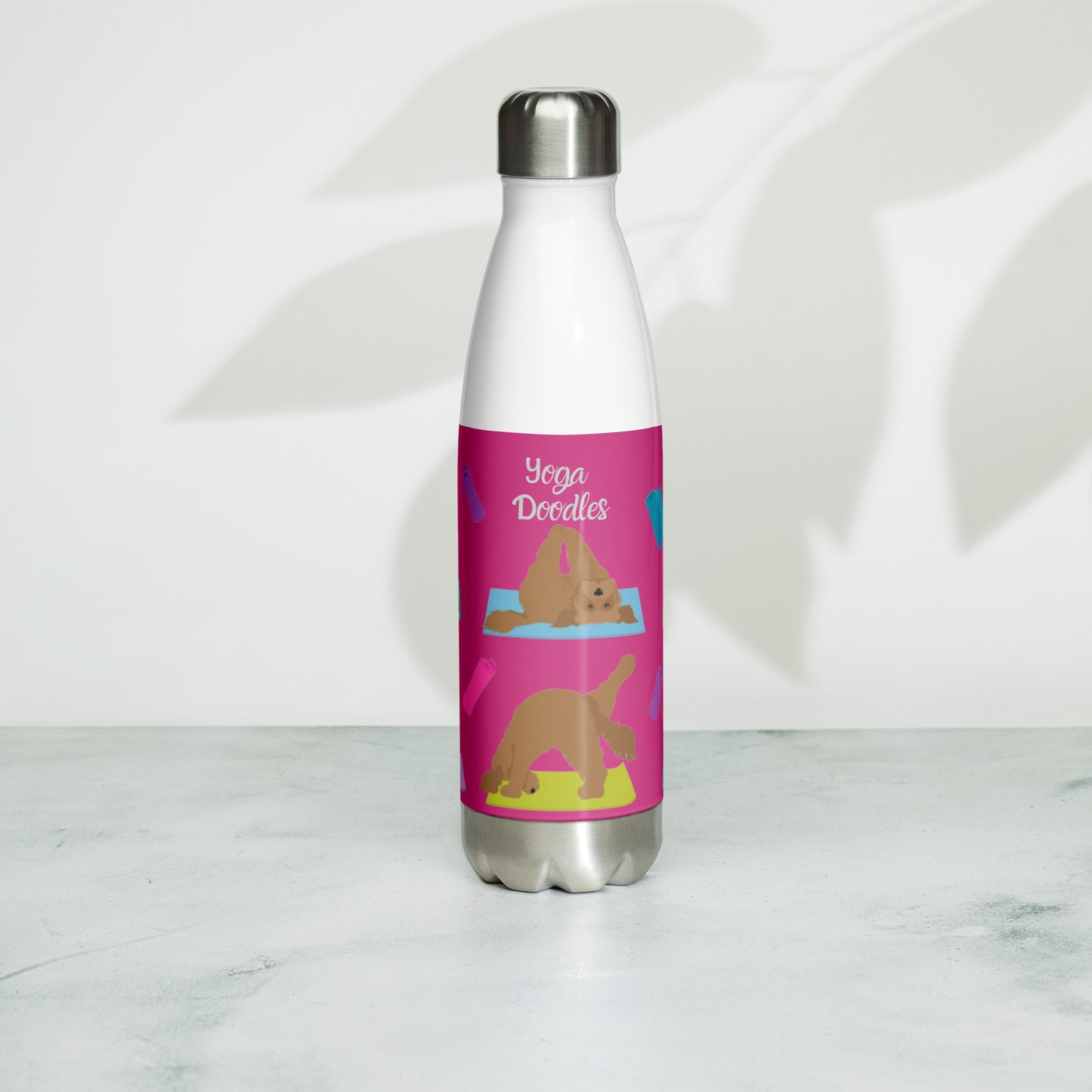 "Yoga Doodles" Stainless steel water bottle - pink