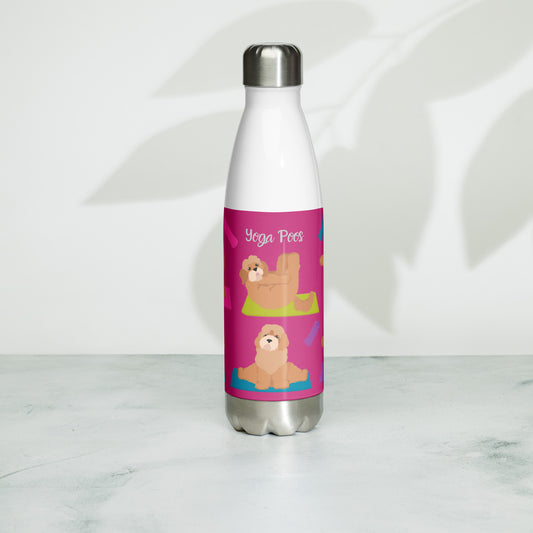 "Yoga Poos" Stainless steel water bottle - pink