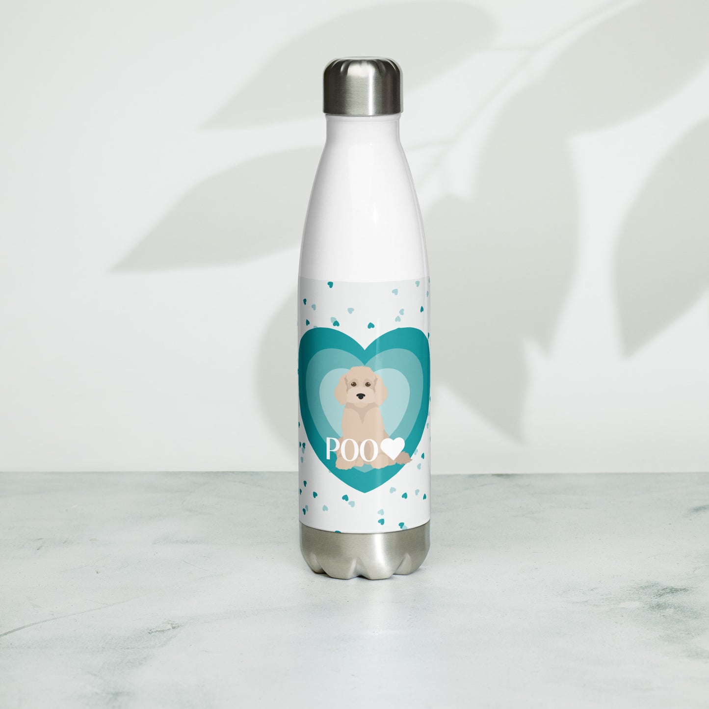 " Love" Stainless steel water bottle - light golden Cockapoo