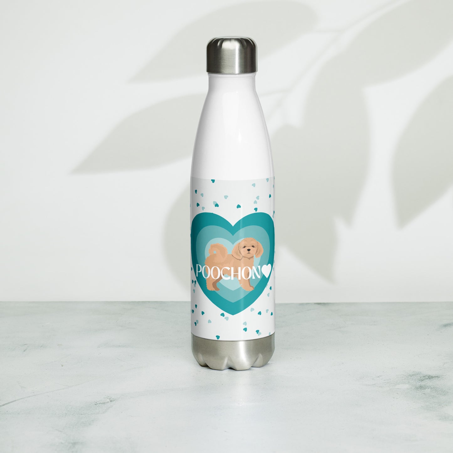 "Love" Stainless steel water bottle - apricot Poochon