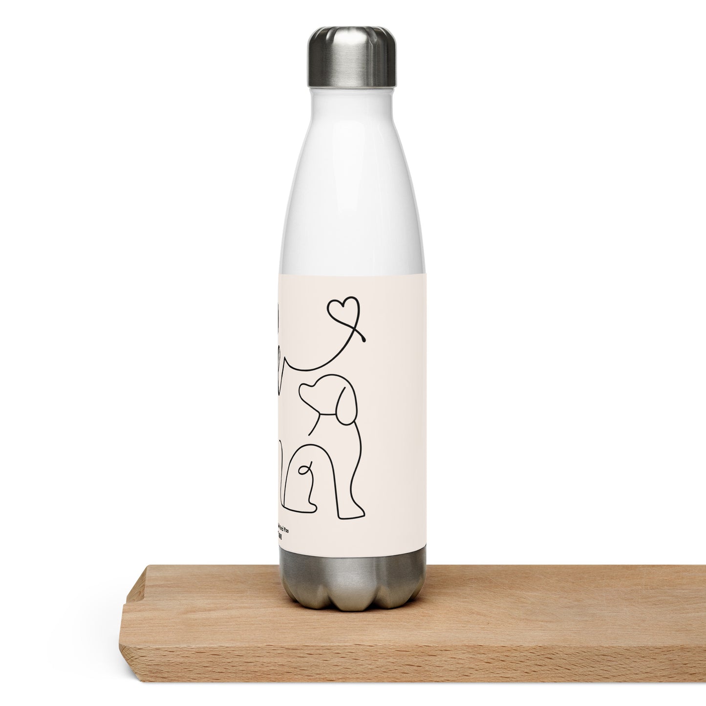"Poo Love" Stainless steel water bottle - light beige