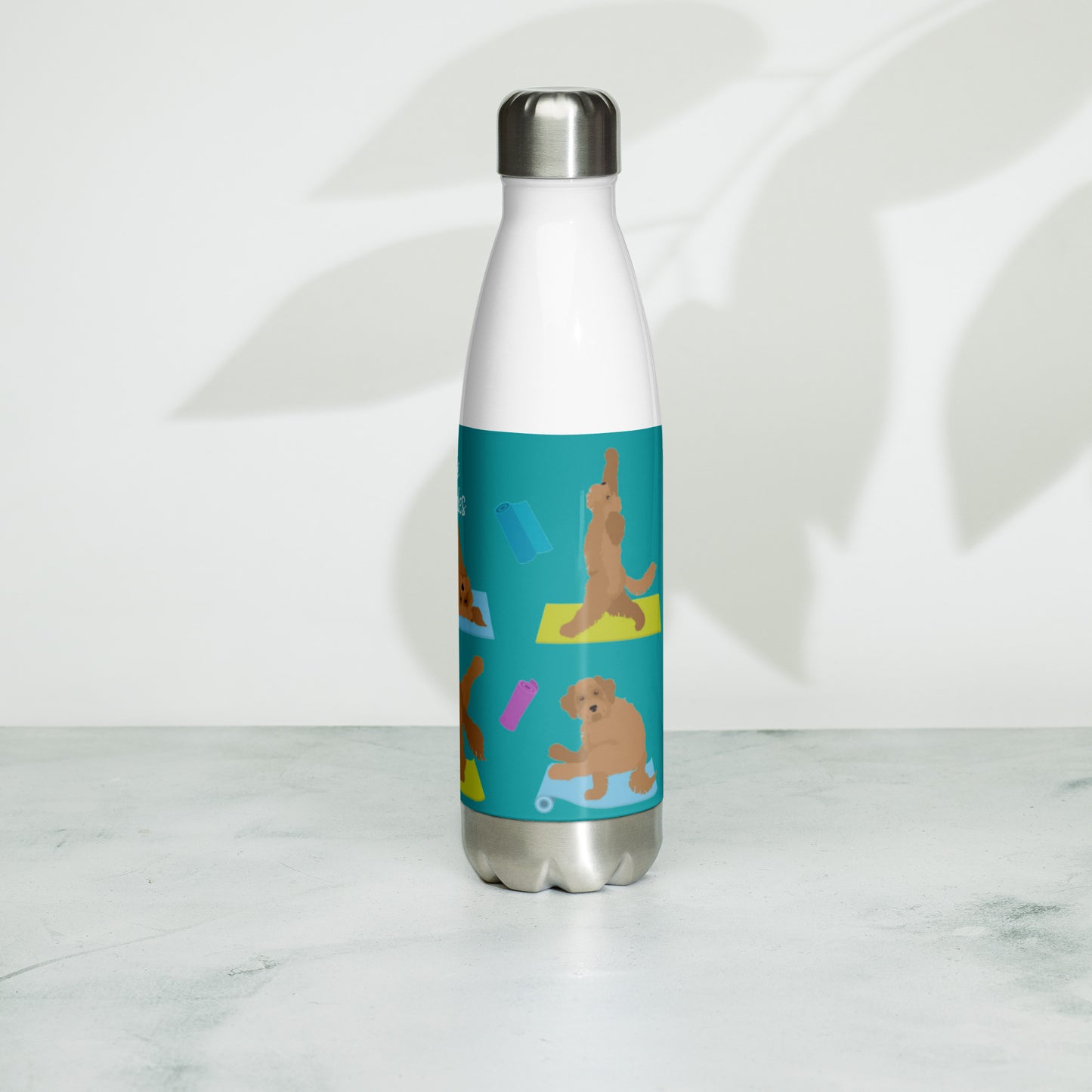 "Yoga Doodles" Stainless steel water bottle - teal